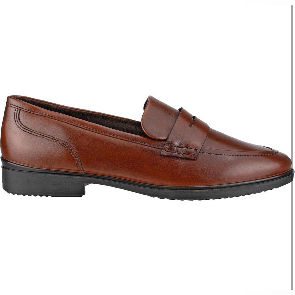 ECCO Cognac Leather Penny Loafers Womens 8 8.5 Comfort Slip On Classic Shoes - Picture 13 of 14